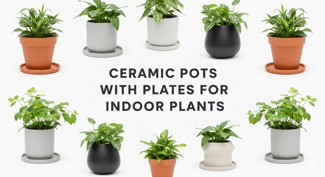 Ceramic Pots with Plates for Indoor Plants | Durable & Elegant Planters